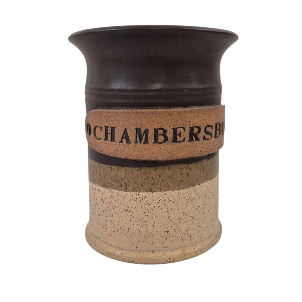 Chambersburg Vase Art Studio Pottery Crock Speckled Beige Brown Tones Signed
